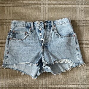 Denim Forum Light Blue Distressed Jean Shorts